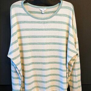Long Sleeve Dolman, Striped Tee - XL